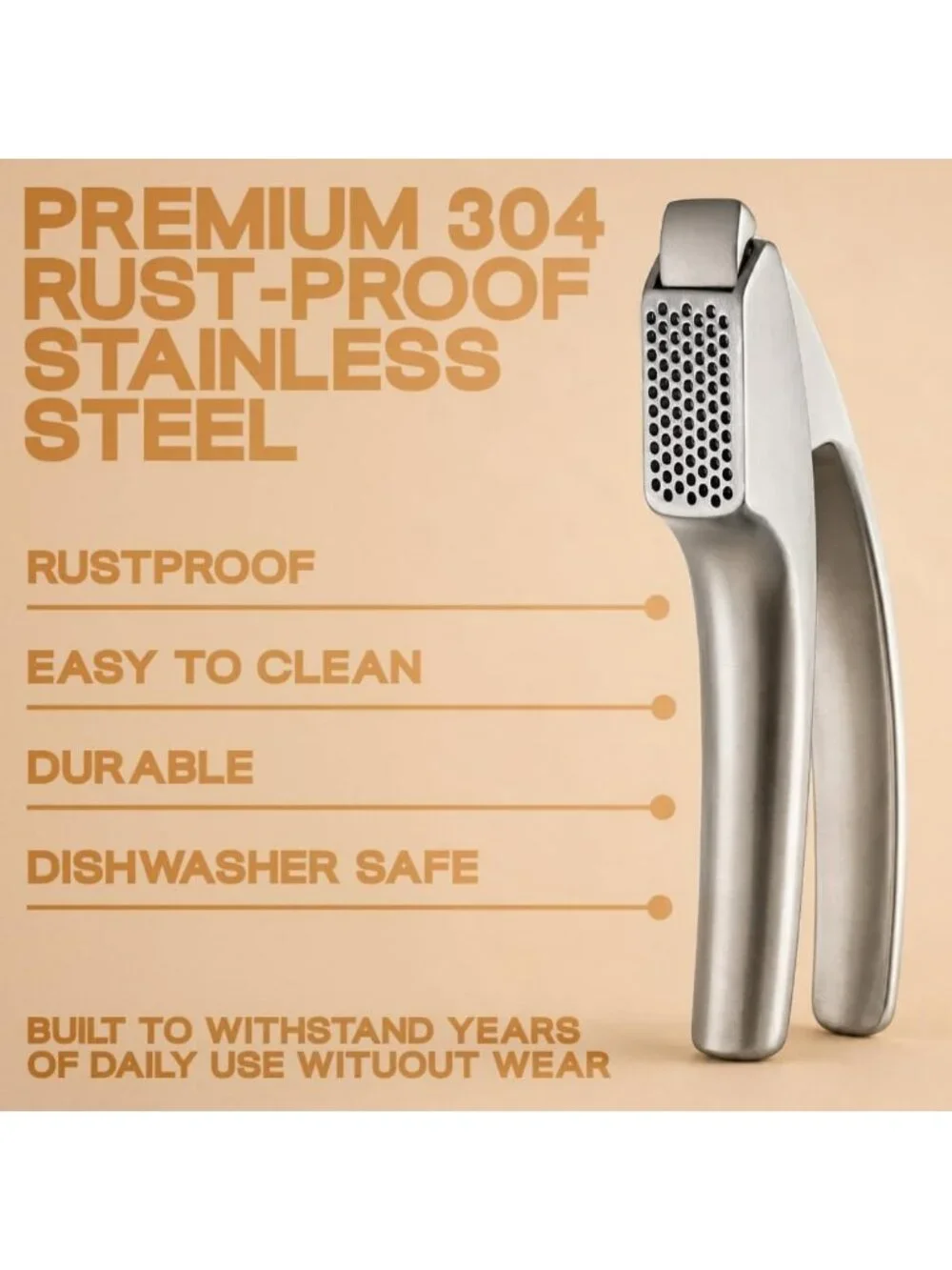 Easy Garlic Press - No Peel Needed, Fine & Coarse Options, Lifetime Replacement